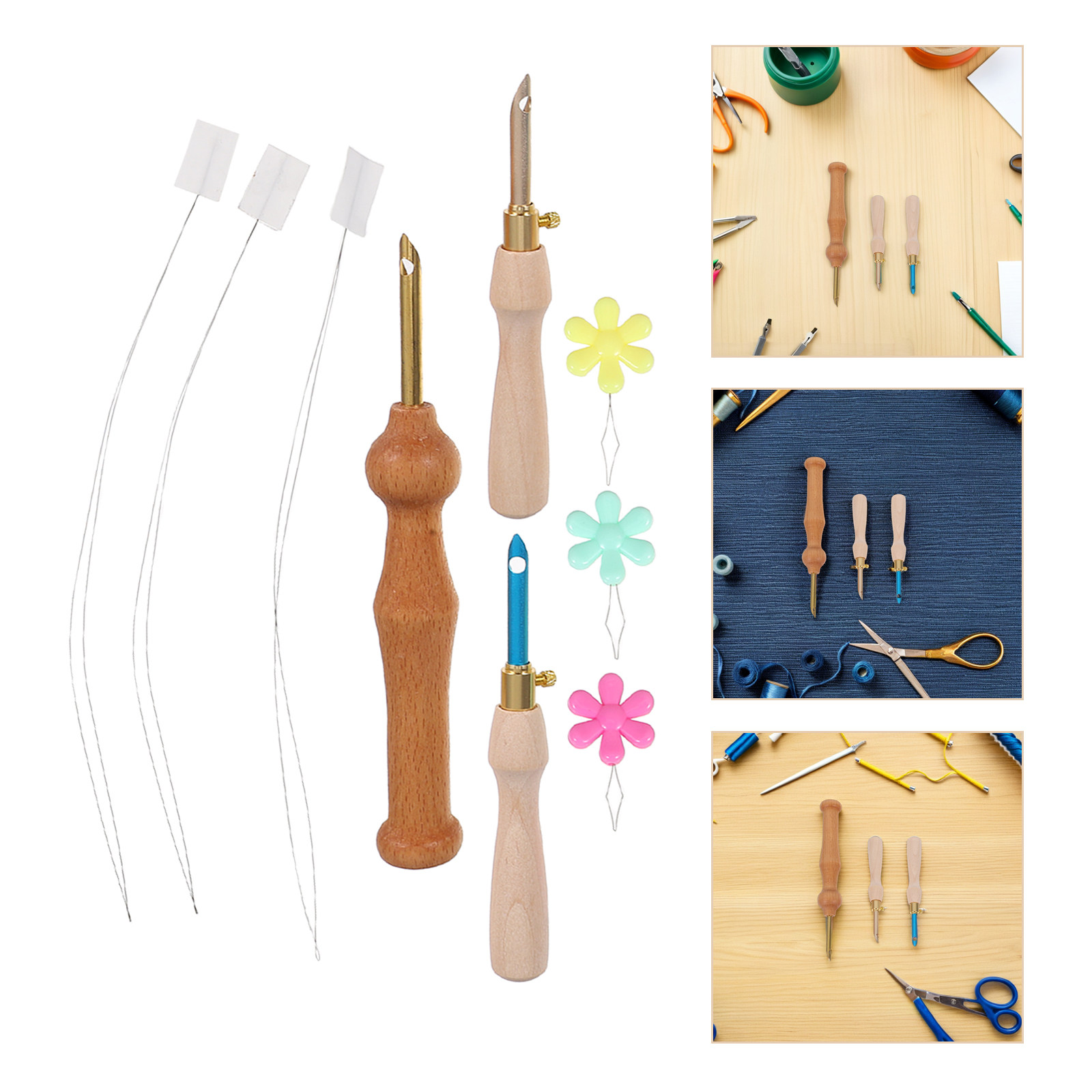 Punch Needle Handle - 1 Set Ayarlanabilir İğne Aracı Ahşap
