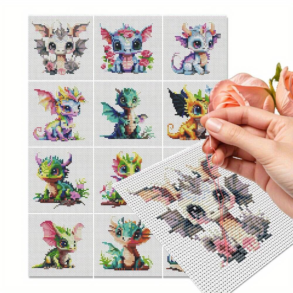 Embroidery Tas - 12 adet ejderha çapraz dikiş 11CT