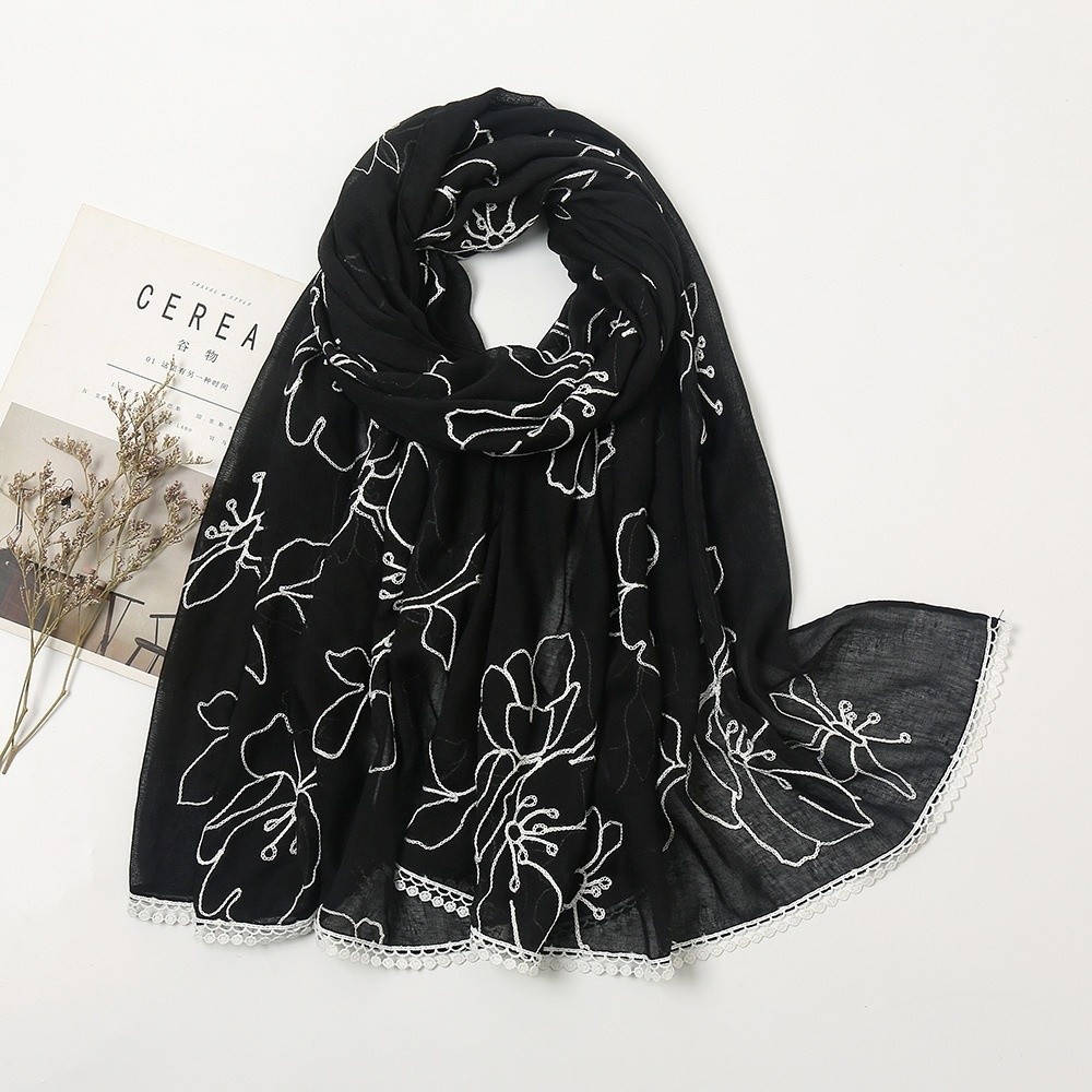 Embroidery Shawl - Çok Yönlü Zarif Tesettür Eşarp İnce