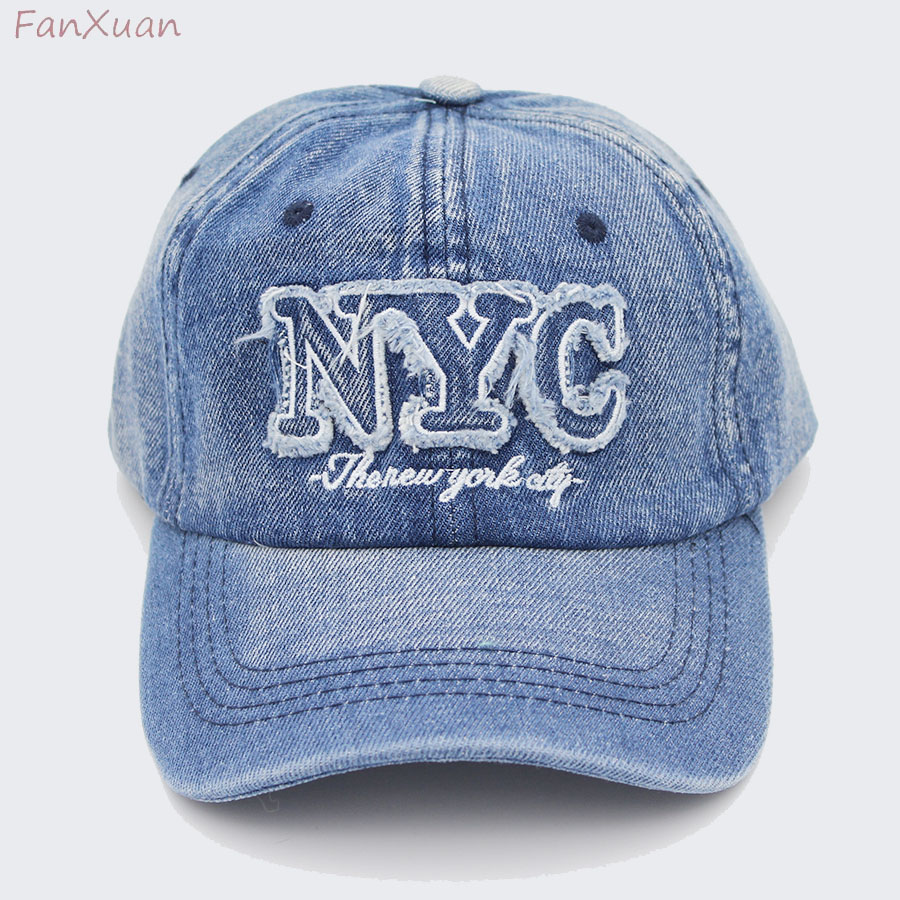 Embroidery Nyc - Denim beyzbol şapkası NYC mektuplar nakış