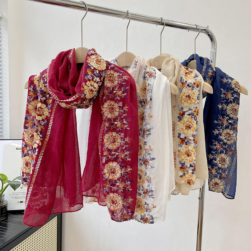 Embroidery Shawl - 2025 Yeni Yumuşak Pamuk Başörtüsü Eşarp