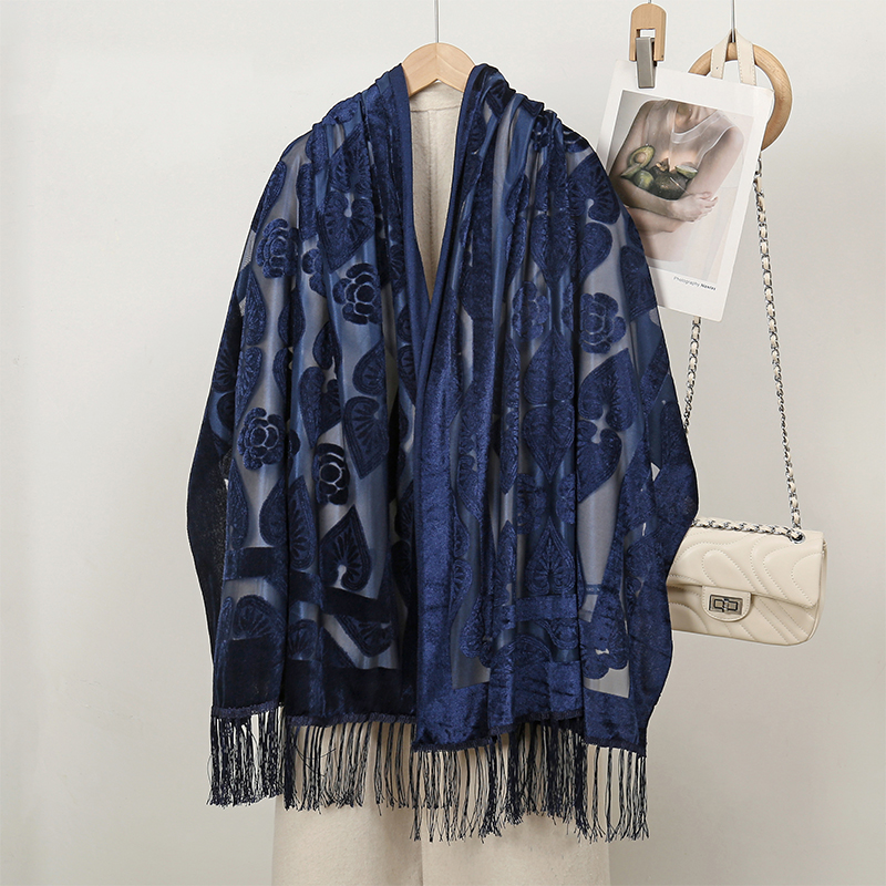 Embroidery Shawl - 2024 Lüks Ipek Nakış Çiçekler Şal