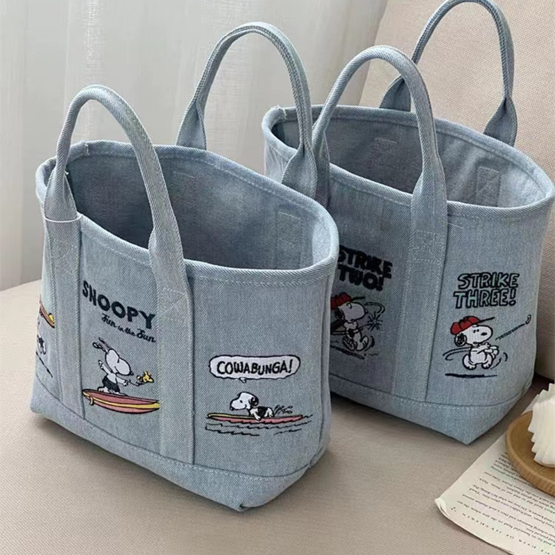 Embroidery Workshop - Yeni Snoopy Comic Denim Tote, Okul