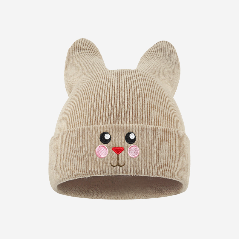 Embroidery Letter - Yumuşak Kedi Kulaklı Çocuk Bere Kedi