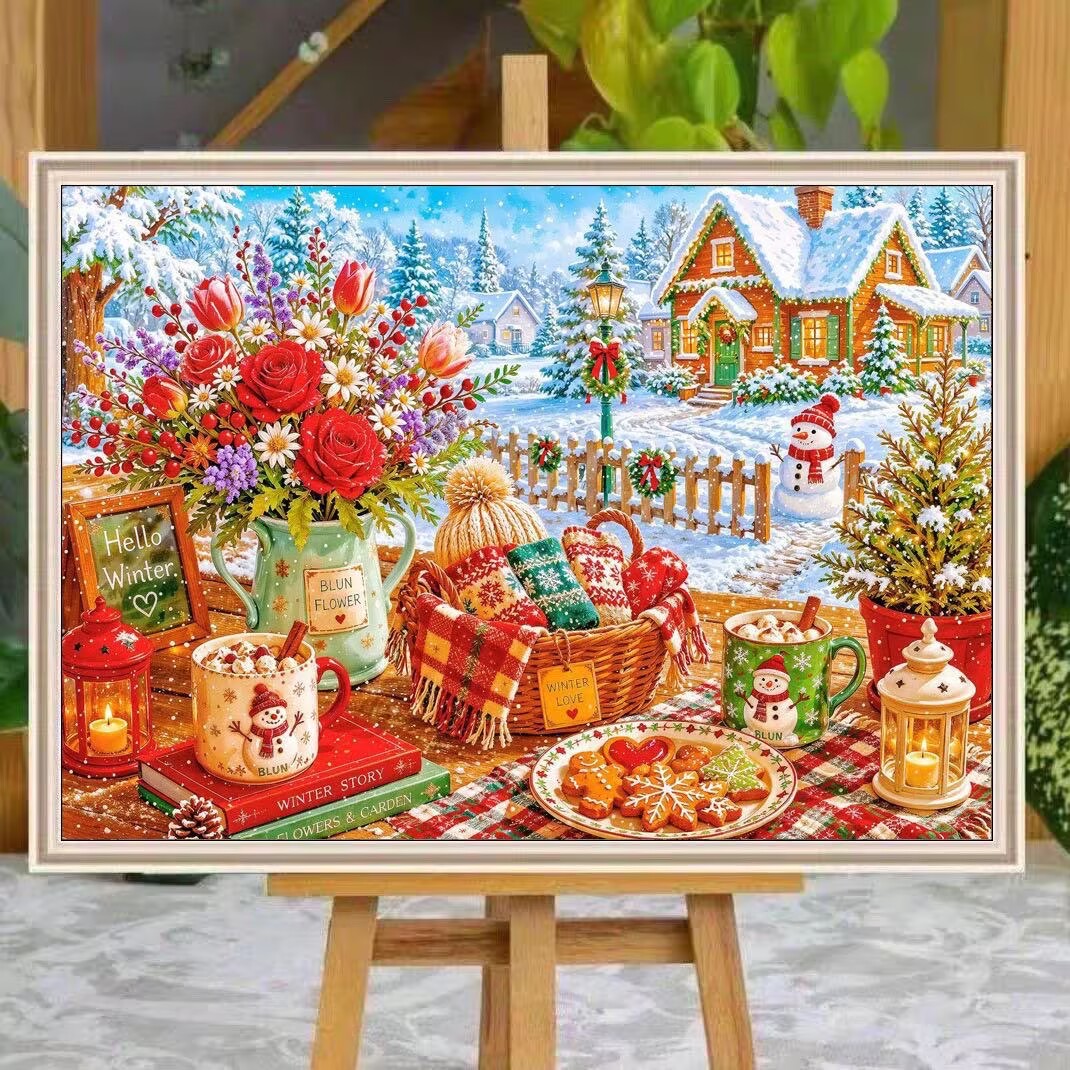 Embroidery Tas - 9CT 14ct Kış Baskılı Kitleri Çapraz