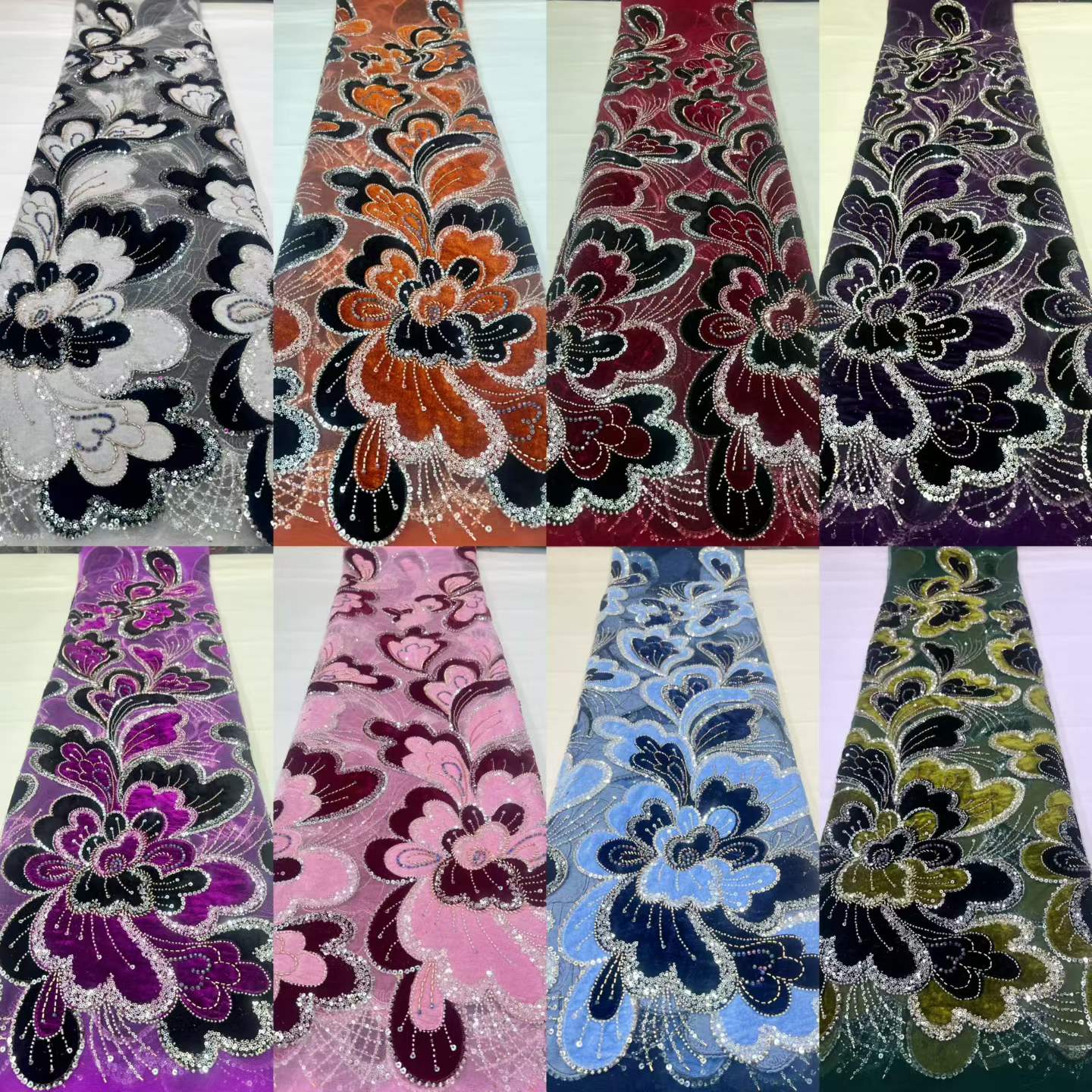2026 Lüks Siyah Beyaz Kadife D - Velvet Fabric Embroidery incelemesi ve fiyatı