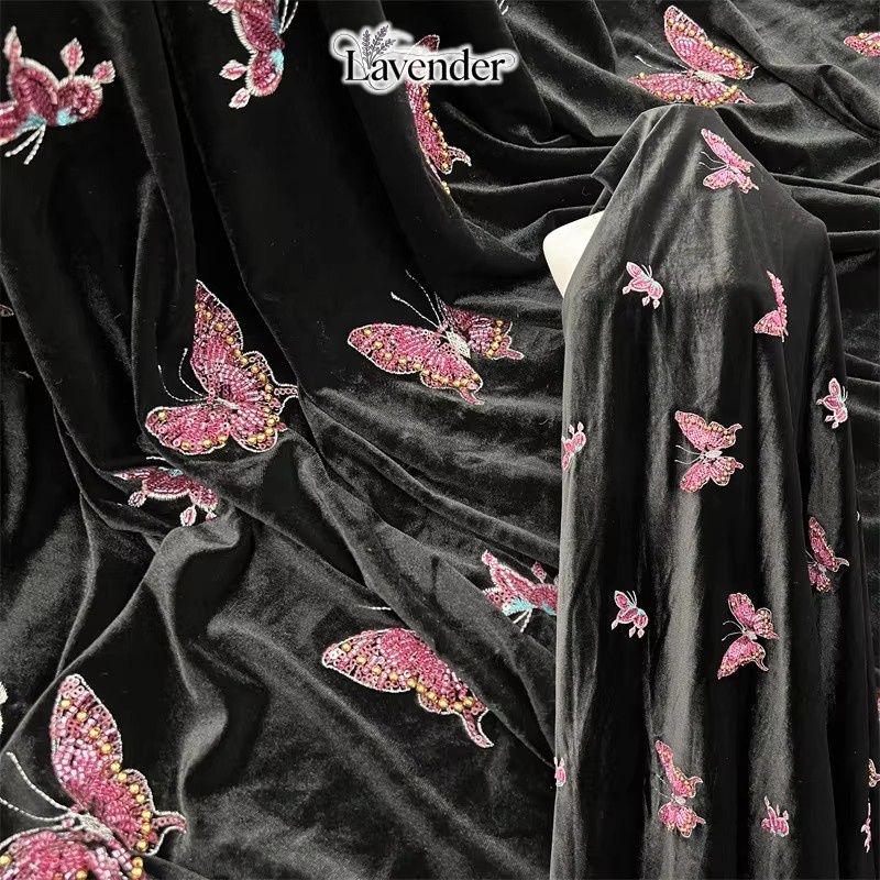 Siyah yumuşak kadife kumaş bon - Velvet Fabric Embroidery incelemesi ve fiyatı