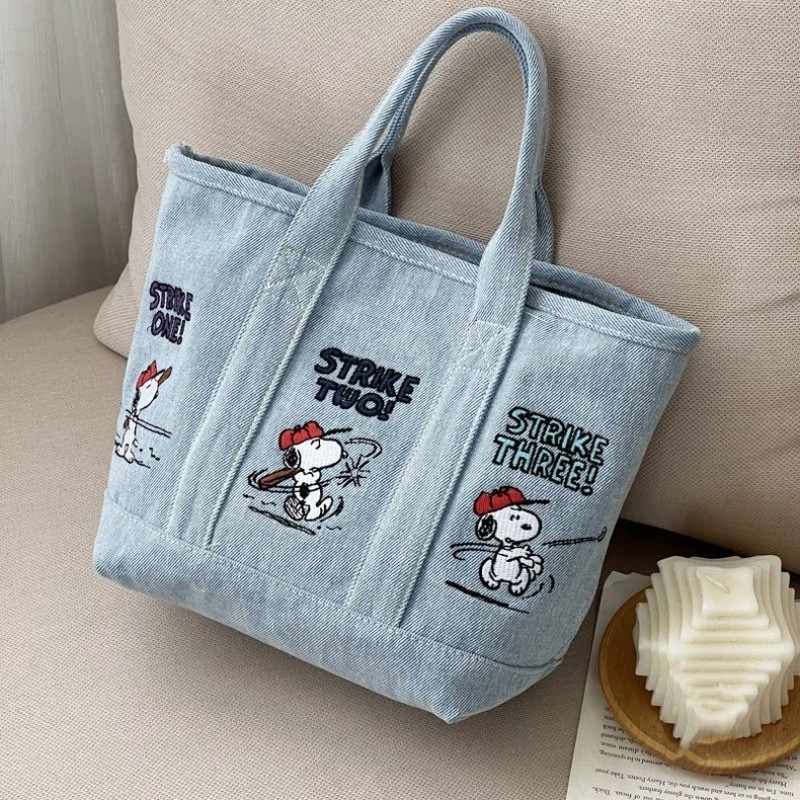 Yeni Snoopy Comic Denim Tote,  - Embroidery Workshop incelemesi ve fiyatı